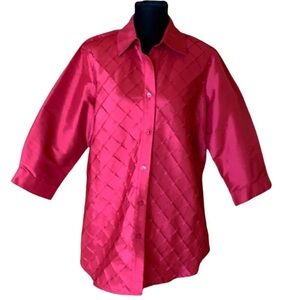 Coldwater Creek Red basketweave Dupioni silk top Size 1X